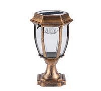 QJUZO Lumière Solaire LED Extérieur, Lampadaire De Jardin, IP65 Lampe De Extérieure Étanche Blanche Chaude Lampe Pilier Portail Lanterne Classique Pour Jardin Cour Luminaire De Sentier, Bronze