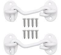 QJZXUEZHEN Lot de 2 verrous de porte de grange de 7,6 cm, crochet à œillet pour porte de cabine avec vis de montage (blanc)