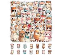 QLEUIFT 50Pcs Autocollants en alpaga, mignons dessin animé amusants autocollants esthétiques animaux autocollants imperméables en vinyle sticker pour scrapbooking(Styles aléatoires)