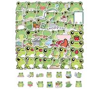 QLEUIFT 50Pcs Autocollants Mignons De Petite Grenouille, Autocollants De Dessin Animé Créatifs,stickers kawaii, pour bouteilles d'eau gobelet bagages planche à roulettes pare-chocs scrapbook tasse
