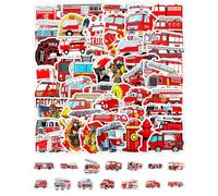 QLEUIFT 50Pcs Camion de Pompiers autocollant, cahier bouteille d'eau autocollant en vinyle imperméable skateboard vélo casque sac guitare jouet Phone cadeaux pour enfants et adolescents