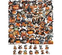 QLEUIFT Lot de 50 Autocollants Citrouille Halloween pour Adolescents et Adultes, Stickers Jack-o'-Lanterne Imperméables pour Ordinateur, Carnet, Décoration Fête d'Automne