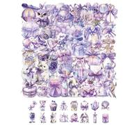 QLEUIFT Lot de 50 Autocollants Rêve Violet Féerique pour Adolescents et Adultes, Stickers Fantaisie Enchantée Imperméables pour Ordinateur, Carnet, Décoration Conte de Fées