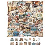 QLEUIFT Lot de 50 Autocollants Voyage Rétro pour Adolescents et Adultes, Stickers Avion Train Bagages Imperméables pour Valise, Ordinateur, Scrapbooking, Journal Aventure