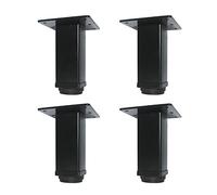 QLLY Lot de 4 pieds de meubles carrés réglables en métal de 15,2 cm, pieds de table de bureau, pieds de table (noir)