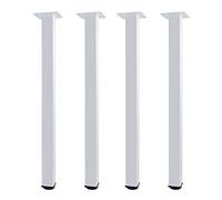 QLLY Lot de 4 Pieds de Meubles en métal réglables en Hauteur - Profil carré - 50 x 50 mm - Hauteur 70 cm - Pieds de Table pour Bureau DIY - Blanc