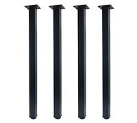 QLLY Lot de 4 pieds de table carrés réglables en métal - Pieds de meubles robustes et robustes avec pieds de nivellement - pour établi, bureau industriel et meubles personnalisés - Noir - 76,2 cm