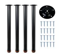 QLLY Lot de 4 Pieds réglables en métal pour Bureau, Table et mobilier, 60 cm (60 cm, Noir)