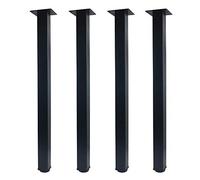 QLLY Pieds de meuble en métal réglables de 71,12 cm, Pied de meuble de table de bureau carré, Lot de 4 (Noir)