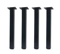 QLLY Pieds de Meubles Ajustables en Métal 41cm (16 Pouces), Pieds pour Table de Bureau Carrée, Lot de 4, Noir