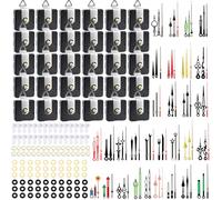QLOUNI Lot de 30 mécanismes de mouvement d'horloge à quartz, balayage silencieux sans tic-tac, tige totale de 20 mm (filetage de 11 mm) pour cadrans de 3 à 6 mm, 30 styles d'aiguille, crochets de