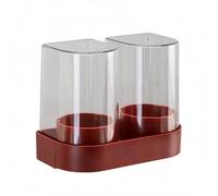 QLoztyse Distributeur de Gobelets Murale Support Papier Cup Rangement Double Transparent Matériau Pet Adapté pour Self-Service, Rouge Rétro, Double Tasse - Montage Mural
