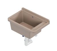QLS Bac à laver 50,8x33,8 cm en polypropylène avec siphon, beige | Pour garage, atelier et buanderie. Résistant à la chaleur, facile à nettoyer, usage intérieur et extérieur, kit inclus.
