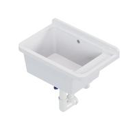 QLS Bac à laver 50,8x33,8 cm en polypropylène avec siphon, blanc | Pour garage, atelier et buanderie. Résistant à la chaleur, facile à nettoyer, usage intérieur et extérieur, kit inclus.