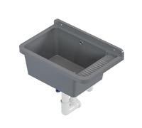 QLS Bac à laver 50,8x33,8 cm en polypropylène avec siphon, gris | Pour garage, atelier et buanderie. Résistant à la chaleur, facile à nettoyer, usage intérieur et extérieur, kit inclus.