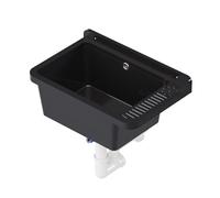 QLS Bac à laver 50,8x33,8 cm en polypropylène avec siphon, noir | Pour garage, atelier et buanderie. Résistant à la chaleur, facile à nettoyer, usage intérieur et extérieur, kit inclus.