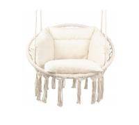 QLS Chaise suspendue 2 anneaux en acier Chaise suspendue avec coussin 150kg Indoor Garten beige 11298