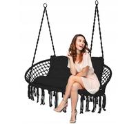 QLS Fauteuil suspendu jusqu'à 300kg Indoor Outdoor Balançoire suspendue pour 2 personnes noir 11303