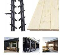 QLS Kit brise-vue Shutters 120 cm avec 12 lames réglables | Brise-vue avec 12 lames en bois, mécanismes réglables, profils et vis inclus