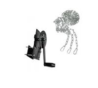 QLS Treuil pour Gril avec chaîne 2 m pour trépied Noir | Grand treuil de barbecue avec chaîne acier zinguée 2 m, réglage de hauteur