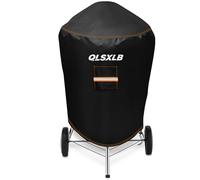 QLSXLB Housse Barbecue Exterieur Rond, Oxford 600D Robuste Bache de Protection BBQ Φ77x90cm, Couverture de Grill Anti-Vent/Anti-UV/Anti-l'eau/Anti-l'Humidité/Antipoussière Noir
