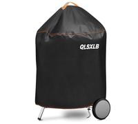 QLSXLB Housse Barbecue Rond Exterieur Imperméable, Bache Barbecue Charbon Résistante de 420D Oxford Φ77x90cm, Accessoires Barbecue Anti-l'eau/Anti-Vent/Anti-UV/Anti-l'Humidité/Antipoussière Noir