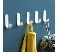 QMAHA Crochet Adhésif en Acier Inoxydable - 12 Pièces Murales Auto-Adhésives, Porte Serviette pour Salle de Bain et Cuisine (Blanc)
