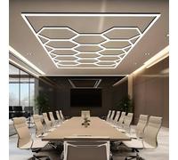 QmEna Lumière de Garage hexagonale, éclairage de Grille, lumières en nid d'abeille Super Lumineuses 6 500 K, plafonnier Hexagonal Durable, Installation Facile à Faire soi-même 14-Hex