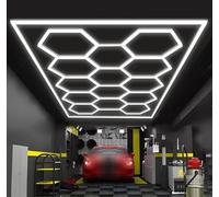 QmEna Lumières LED hexagonales, plafonnier LED en nid d'abeille, 6500K Ultra Lumineux, pour Salle de Sport, détails de Voiture, sous-Sol, entrepôt, Magasin 14-Hex