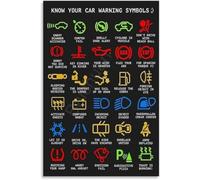 QMIQXIWS Dashboard Warning Light Guide Metal Sign Car Icon Reference Wall Decor for Home Garage Office 8 X 12 in