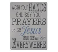 QMIQXIWS Retro Country Metal Tin Sign Pray Before You Eat Wash After You Go Farmhouse Style Wall Hanging for Laundry Room 8 X 12 in
