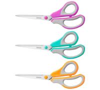 QMVESS Lot de 3 Ciseaux Multi-usages de 21,6 cm, Ultra tranchants, Ciseaux à Lame Polyvalente, Professionnels ergonomiques et Confortables pour Bureau, école, Maison, Couture, Tissu, Bricolage,