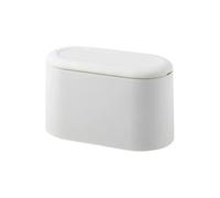 QNEGXLMVO Poubelle de bureau simple | Mini couvercle escamotable durable et automatique, for coiffeuses, bureau à domicile(White1)