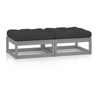 Qnhdfrt 活动结果 Repose-Pieds de Jardin en Bois de Pin Massif avec Coussins Anthracite, Lot de 2 Poufs Modulaires Robustes et Flexibles pour Salon de Jardin, Balcon et Terrasse, 70x70x30 cm