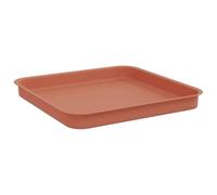 Qnhdfrt 10-inch Square Plastic Plant Saucers, Brick Red, 24 Pack | Durable 10x10x1-inch drip trays catch excess water and soil runoff for indoor and outdoor potted plants.