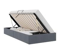 Qnhdfrt 100x190cm Velvet Hydraulic Lift Storage Bed Frame, Dark Gray