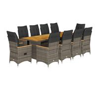 Qnhdfrt 11-Piece Outdoor Dining Set, Acacia Wood Table & Rattan Chairs
