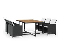 Qnhdfrt 11-Piece Wicker Outdoor Dining Set with Acacia Wood Table