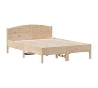 Qnhdfrt 120x190 cm Solid Pine Bed Frame with Headboard and Slats, Natural