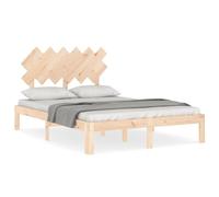 Qnhdfrt 120x190 cm Solid Pine Bed Frame with Headboard, Natural