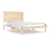 Qnhdfrt 120x190 cm Solid Pine Bed Frame with Headboard & Slats, Natural