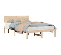 Qnhdfrt 120x190 cm Solid Pine Wood Bed Frame with Headboard, Natural
