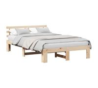 Qnhdfrt 120x190 cm Solid Pine Wood Bed Frame with Headboard, Natural