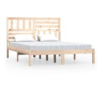 Qnhdfrt 120x190cm Solid Pine Bed Frame with Headboard & Slats | Unfinished rustic wood structure designed for single sleepers, teens, or adults in guest and master bedrooms.