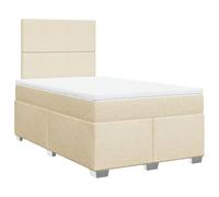 Qnhdfrt 120x200 cm Cream Fabric Box Spring Bed with Mattress