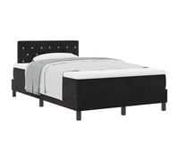 Qnhdfrt 120x200 cm Velvet Box Spring Bed with Mattress & Topper, Black