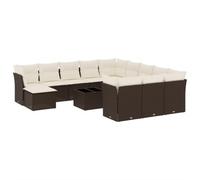 Qnhdfrt 13-Piece Brown Wicker Modular Patio Sofa Set