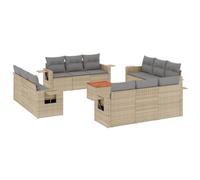 Qnhdfrt 13-Piece Wicker Patio Furniture Set with Acacia Table, Beige