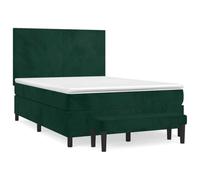 Qnhdfrt 140x190 cm Velvet Box Spring Bed with Mattress and Bench, Green | Features a pocket spring mattress, soft topper, and matching end-of-bed bench with an adjustable headboard.
