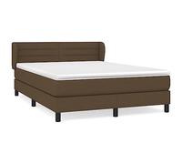 Qnhdfrt 140x190cm Box Spring Bed Set with Mattress & Adjustable Headboard | Features pocket springs, a soft topper, and a dark brown fabric frame, designed for main or guest bedrooms.